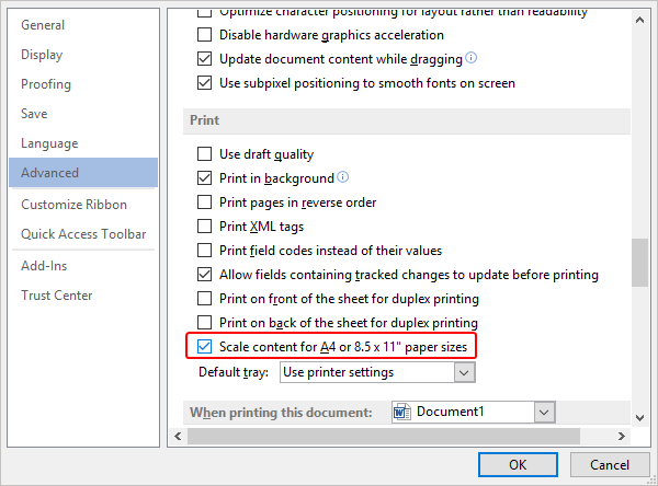 Excel options