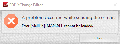 MAPI DLL error mesage